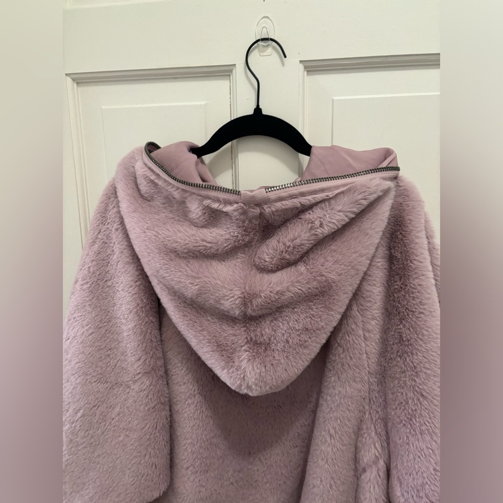 Free People Turn Up Zip Off Faux Fur Hoodie Coat Lavender Haze XS - Picture 10 of 13